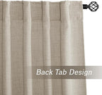 RYB HOME Natural Beige Linen Sheer Curtains 63 inches Long for Living Room and Dining Room, Back Tab/Rod Pocket, Light Filtering Sheer Curtains and Drapes, W 52 x L 63 inches, 2 Panels Set