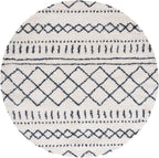 SAFAVIEH Arizona Shag Collection 6'7" Round Ivory/Slate ASG741M Moroccan Non-Shedding Entryway Foyer Living Room Bedroom Kitchen 1.2-inch Thick Area Rug