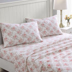 Laura Ashley - Flannel Sheets King Size, Anti-Pilling & Wrinkle Resistant Cotton, Touchably Soft for All-Season Comfort - Bed Sheets with Matching Pillowcases & Fitted Sheet (Lisalee Pink)