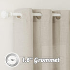 RYB HOME Semi Sheer Linen Curtains 90 inches Long, Semi Transparent Durable Vertical Drapes Country Rustic for Home Office Nursery Kids Room Window Decor, Angora, W 60 x L 90, 1 Pc
