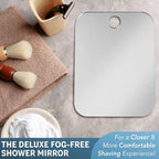 Shave Well Deluxe Anti-Fog Shaving Mirror | Fogless Hanging Bathroom Shower Mirror with Handheld Option for Men and Women | Includes Long-Lasting Removable Adhesive Hook for Wall