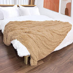Tuddrom Decorative Extra Soft Faux Fur Blanket Twin Size,Solid Reversible Fuzzy Lightweight Long Hair Shaggy Blanket,Fluffy Plush Fleece Comfy Microfiber Throw Blanket for Couch Sofa Bed,Camel