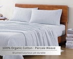 LANE LINEN 100% Organic Cotton Twin Sheets Set - 3 PC Bedding Sheets & Pillowcases - Breathable & Cooling Bed Sheets - Deep Pocket up to 15", Sheets for Twin Size Bed: Polka Dot (Blue)