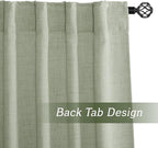 RYB HOME Linen Sheer Curtains and Drapes for Living Room and Dining Room 96 inches Length, Breathable Back Tab/Rod Pocket Semi Sheer Curtains, Sage Green, W 52 x L 96 inches, 2 Panels Set