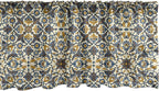 Ambesonne Turkish Pattern Window Valance Pack of 2, Flowers in and Traditional Style, Rod Pocket Curtain Valances for Kitchen Bedroom, 54" X 12", Earth Yellow Slate Blue