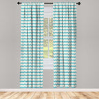 Ambesonne Teal Curtains, Horizontal Zigzag Lines Chevron Triangles Pattern Simple Classical Geometric Design, Window Treatments 2 Panel Set for Living Room Bedroom, Pair of - 28" x 84", Cream Teal