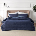 Bedsure Full Comforter Set - Cooling and Warm Bed Set, Navy Blue Reversible Bedding for All Season, 3 Pieces, 1 Full Size Comforter (82"x88") and 2 Pillow Cases (20"x26")