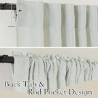 RYB HOME Natural Linen Curtains for Sliding Glass Door Bedroom, Semi Transparent Half Privacy 102 inches Long Rustic Semi Sheer 2 Panels Set, W 52 x L 102 inches, Sage Green, 2 Panels