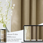 NICETOWN Short Faux Linen Oatmeal Blackout Curtains 63 inches Long for Kitchen - Privacy Panels for Living Room Bedroom, Modern Farmhouse Style Easy Care Grommet Top, 2 Panels, W42 by L63