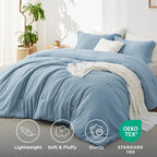 Bedsure California King Comforter Set - Storm Blue Soft Bedding for All Seasons, Cationic Dyed Bed Set, 3 Pieces, 1 California King Size Comforter (104"x96") and 2 Pillow Shams (20"x36"+2")