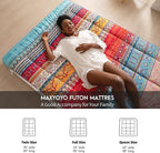 MAXYOYO Twin Size Futon Floor Mattress Shikibuton Sleeping Mats for Adults, Floor Futon with High-Density Foam, Portable Mattress for Living Room, Guest Room, Bohemian A