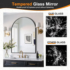 Delma Arched Bathroom Mirror, 28"x40" Wall Mounted Vanity Mirror for Bedroom, Living Room and Entryway, Black