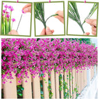 Hoteam 50 Bundles Outdoor Artificial Flowers Plants Uv Resistant Outside Faux Flowers Plastic Fake Plants Outdoor Summer Fall Four Seasons Decoration Shrubs Garden Porch Box, Purple Red