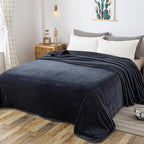 Fleece Blanket Queen Size for All Season 350GSM - Premium Lightweight Anti-Static Throw for Queen/Full Size Bed Extra Soft Brush Fabric Warm Sofa Thermal Blanket 90" x 90"(Dark Gray Queen)