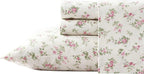Laura Ashley Home | Flannel Collection | Premium Ultra Soft Cozy Lightweight Cotton Flannel Bedding Sheet Set, Wrinkle, Anti-Fade, Stain Resistant & Hypoallergenic, Twin, Audrey Pink (201589)