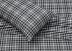 RUVANTI Flannel Sheets Queen Size - 100% Cotton Double Brushed Bed Sheets, Deep Pockets 16 Inches Queen Sheet Set, All Seasons Breathable & Extra Soft - Warm & Cozy, 4 Piece, Grey Plaid
