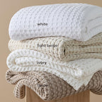 Bedsure Cooling Cotton Waffle Weave Throw Blanket - Lightweight Breathable Blanket of Rayon Derived from Bamboo for Hot Sleepers, Luxury Throws for Bed, Couch and Sofa, Taupe, 50x70 Inches