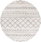 SAFAVIEH Arizona Shag Collection Accent Rug - 3'2" Round, Ivory & Grey, Geometric Design, Ideal for High Traffic Areas in Entryway, Kitchen & Bathroom (ASG741F-3R)