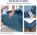California Design Den King Bed Sheets Set - Soft 400 Thread Count Sateen, Natural 100% Cotton Sheets, Deep Pockets with All-Around Elastic for a Snug Fit, Cool & Durable Bedding Set - Peacock Blue
