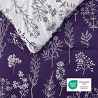 Bedsure Full Comforter Set - Dark Purple Bed Set, 3 Pieces Cute Floral Bedding, 1 Soft Reversible Botanical Flowers Comforter and 2 Pillow Shams