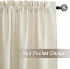 RYB HOME Living Room and Dining Room Curtains and Drapes Linen Sheer, Light Filtering Curtains 108 inches Long, Weave Textured/Rod Pocket, Cream Colored, W 52 x L 108 inches, 2 Panels Set