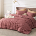 Bedsure California King Comforter Set - Pink Clay Soft Bedding for All Seasons, Cationic Dyed Bed Set, 3 Pieces, 1 California King Size Comforter (104"x96") and 2 Pillow Shams (20"x36"+2")