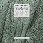 Bedsure GentleSoft Fluffy Sage Green Blankets Queen Size for Bed, Thick Sherpa Faux Fur Fleece Fuzzy Plush Winter Warm Soft Queen Blankets, Bedroom Decor Sage Green Cozy Gifts for Women Men, 90x90