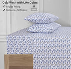 RUVANTI Flannel Sheets Queen Size - 100% Cotton Double Brushed Bed Sheets, Deep Pockets 16 Inches Queen Sheet Set, All Seasons Breathable & Extra Soft - Warm & Cozy, 4 Piece, Snow Flake Grey