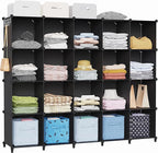 HOMIDEC 20 Black Cube Storage Organizer, Modular Storage Shelf with Hammer, Cubes Storage Bin Cabinet Closet Bookshelf for Living Room, Bedroom, Office, Each Cube Size 11.8 x 11.8 inch