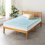 Mellow 3 Inch 5-Zone Memory Foam Mattress Topper, Cooling Gel Infusion, Dorm Essentials, Full Blue