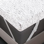 Subrtex Mattress Topper Cover Queen Size 4 Inch (Only Cover) Mattress Topper Protector Bedding Removable Encasement with Zipper Closure
