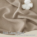 RYB HOME Flax Linen Blend Curtains for Dining Room Bedroom, Extra Long Rod Pocket Soft Textured Thick Linen Burlap Privacy Protection Light Filtering, W 70 x L 95 inches, Khaki, 2 Panels