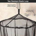 Black Mosquito Net for Single to King-Sized Beds – 2 Openings or Fully-Enclosed Bed Canopy – Conical Design for Decoration or Travel – Free Bag & Hanging Kit for Easy Setup