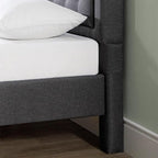 ZINUS Dachelle Upholstered Platform Bed Frame, Mattress Foundation, Wood Slat Support, No Box Spring Needed, Eco Friendly WonderBox (TM) Packaging, Easy Assembly, Dark Grey, Full