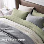 Bedsure Queen Comforter Set - Olive Green Soft Bedding for All Seasons, Cationic Dyed Bed Set, 3 Pieces, 1 Queen Size Comforter (90"x90") and 2 Pillow Shams (20"x26"+2")