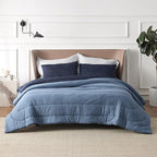 Bedsure King Comforter Set - Cooling and Warm Bed Set, Navy Blue Reversible Bedding for All Season, 3 Pieces, 1 King Size Comforter (102"x90") and 2 Pillow Cases (20"x36")