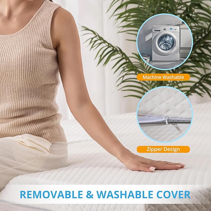 EGO Gel Memory Foam Mattress Topper, 3 Inch Full with Removable Breathable Soft Cover, Cooling Bed Topper for Comfort Body Support & Pressure Relief, CertiPUR-US Certified