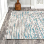 JONATHAN Y Speer Abstract Linear Stripe Gray/Blue Indoor Area Rug, 3x5, Contemporary, Rustic, Easy-Cleaning for Living Room, Bedroom, Kitchen, Pet Friendly, Non-Shedding (LUX106A-3)