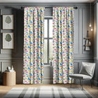 Ambesonne Dino Window Curtains, Cartoon Style Colorful Dinosaurs T-Rex Triceratops Prehistoric Reptile Wildlife, Lightweight Decor 2-Panel Set with Rod Pocket, Pair of - 28" x 95", Blue Green