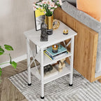 VECELO Modern Nightstands X-Design Side End Table Night Stand with Storage Shelf for Bedroom,Living Room