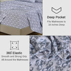 RUVANTI Flannel Sheets Queen Size - 100% Cotton Double Brushed Bed Sheets, Deep Pockets 16 Inches Queen Sheet Set, All Seasons Breathable & Extra Soft - Warm & Cozy, 4 Piece, Damask