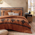 MaiRêve Oversized Queen Comforter Set Burnt Orange, Embroidery Western Bedding Set Boho 7 Pieces, Farmhouse All Season Bed in A Bag with Sheets, Pillowcases & Shams