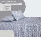 RUVANTI Flannel Sheets Queen Size - 100% Cotton Double Brushed Bed Sheets, Deep Pockets 16 Inches Queen Sheet Set, All Seasons Breathable & Extra Soft - Warm & Cozy, 4 Piece, Damask
