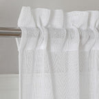 Aiyufeng Kirei Faux Linen Sheer Valances, Farmhouse Kitchen Valance Sheer Curtain 14 Inch Length 1 Panel, Soft Slub Textured Valance for Small Windows Basement Bedroom, 60X14 Inch, 1 Piece, White