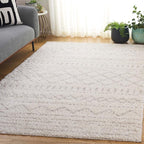 SAFAVIEH Arizona Shag Collection Area Rug - 6' x 8', Ivory & Beige, Moroccan Design, Non-Shedding & Easy Care, 1.6-inch Thick, Ideal for The Living Room, Dining, Bedroom (ASG741A)