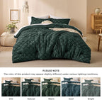 Bedsure King Comforter Set - Forest Green Comforter, Boho Tufted Shabby Chic Bedding for Kids, 3 Pieces Vintage Farmhouse Bed Set for All Seasons, Fluffy Soft Bedding with 2 Pillow Shams