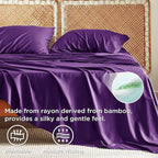 Bedsure California King Sheet Sets, Cooling Sheets for Hot Sleepers, Rayon Derived from Bamboo, Breathable & Soft, Deep Pocket Up to 16 Inches, Hotel Luxury Silky Bedding, Plum