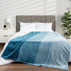 Pavilia Blue Ombre Fleece Blanket for Twin Size Bed, Soft & Cozy Microfiber Gift Decorative Blanket, 60x80