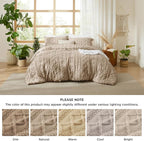 Bedsure Tufted Boho Comforter Set Twin Size - Khaki Boho Bed Set, GentleSoft™ 2 Pieces Farmhouse Shabby Chic Embroidery Bedding, Gifts for Woman, Soft Jacquard Twin Comforter for All Seasons