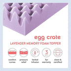Best Price Mattress 3 Inch Egg Crate Memory Foam Mattress Topper with Soothing Lavender Infusion, CertiPUR-US Certified, Dorm Essentials, Full
